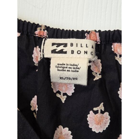 Billabong Breezy Palms Black Pebble Cotton Sundress Puff Sleeves Romantic NWT XL - Picture 4 of 16